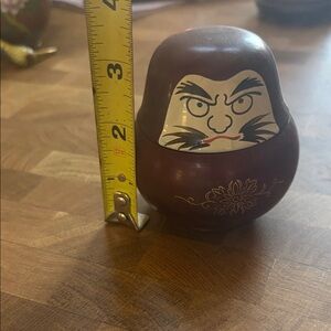 Hand-Painted Brown Daruma Figurine Vintage